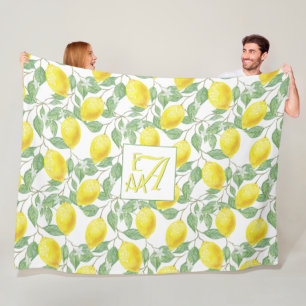 Fresh Lemon Tree Monogrammed Decor Gifts Newlyweds Fleece Blanket