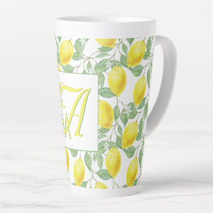 Fresh Lemon Tree Monogrammed Decor Gifts Newlyweds Latte Mug