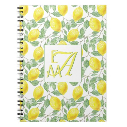 Fresh Lemon Tree Monogrammed Decor Gifts Newlyweds Notebook