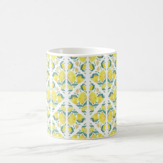 Fresh Lemon Watercolor Pattern Coffee Mug (Center)