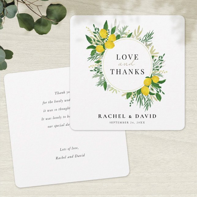 Fresh Lemon Wedding Love and Thanks Card (Creator Uploaded)