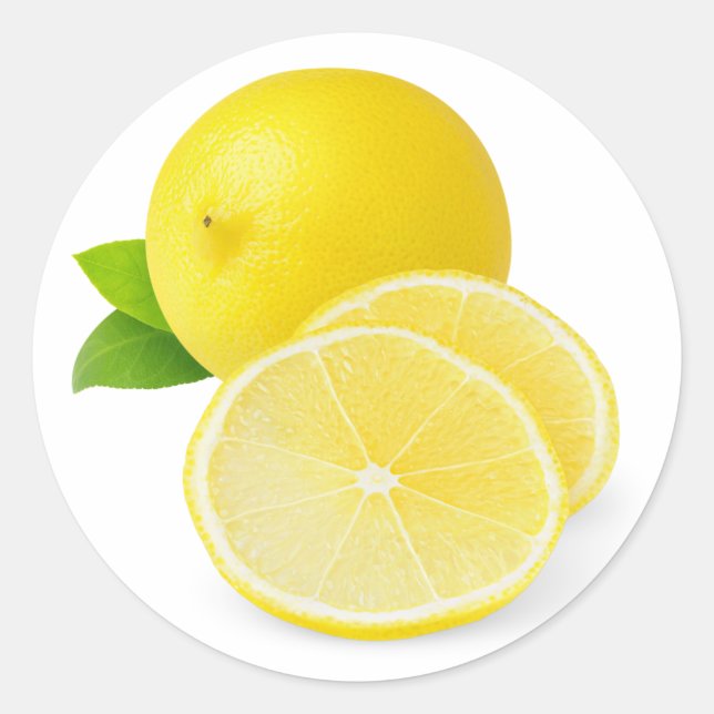 Fresh lemon with slices classic round sticker (Front)