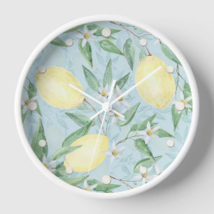 Fresh lemon yellow citrus clock