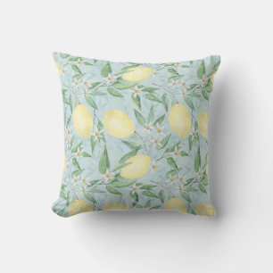 Fresh lemon yellow citrus fruit throw pillow