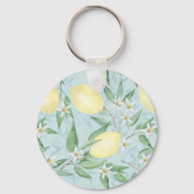 Fresh lemon yellow citrus keychain (Front)