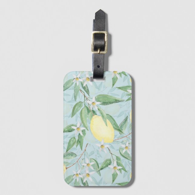 Fresh lemon yellow citrus luggage tag (Front Vertical)