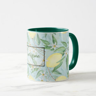 Fresh lemon yellow citrus mug