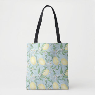 Fresh lemon yellow citrus tote bag