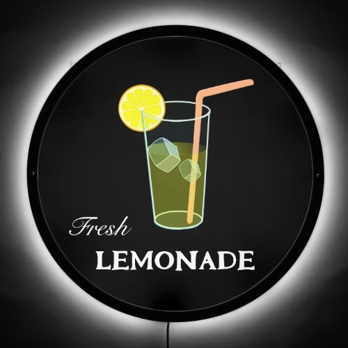 Fresh Lemonade Glass on Black LED Sign