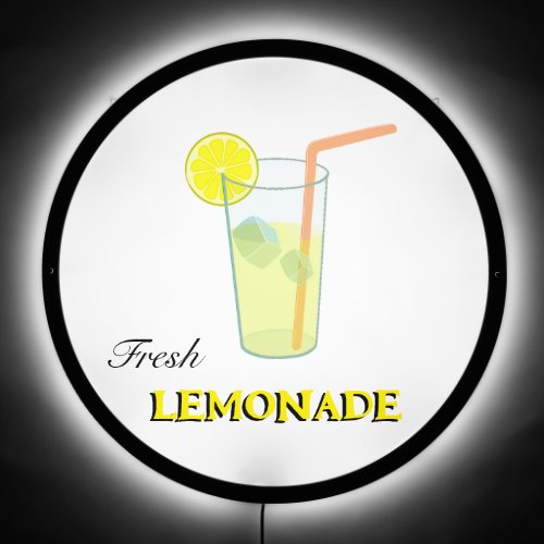 Fresh Lemonade Glass on White Background LED Sign