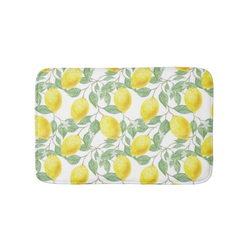 Fresh Lemons And Leaves Bath Mat