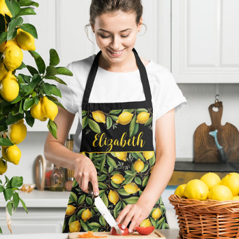 Fresh Lemons Custom Chef Name Apron by AntiqueImages at Zazzle