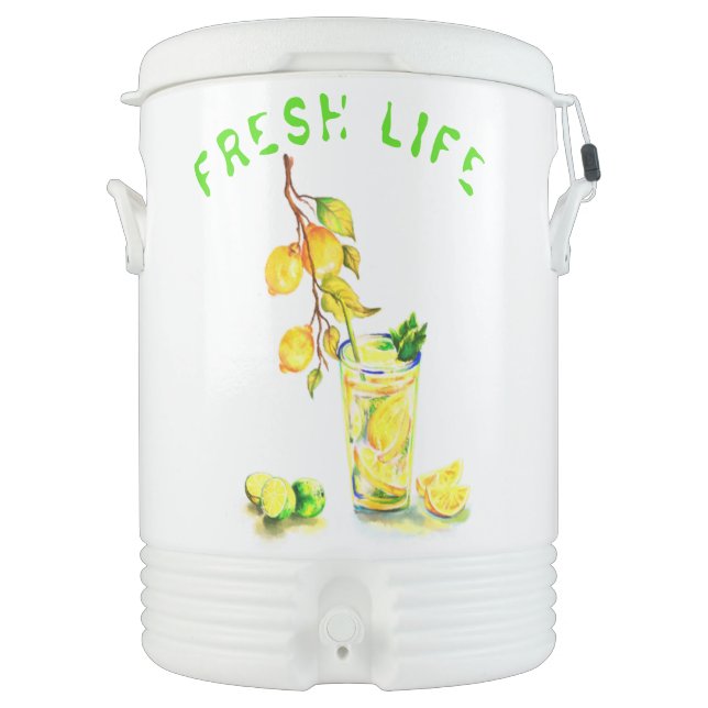 Fresh Lemons Drink Beverage Cooler - Custom Text (Front)
