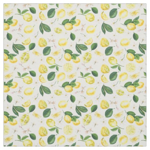Fresh Lemons Floral Citrus Fruits Summer Pattern Fabric