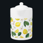 Fresh Lemons Floral Citrus Fruits Summer Pattern Teapot<br><div class="desc">Freshen up your kitchen this summer with this gorgeous green and yellow citrus lemons pattern.</div>