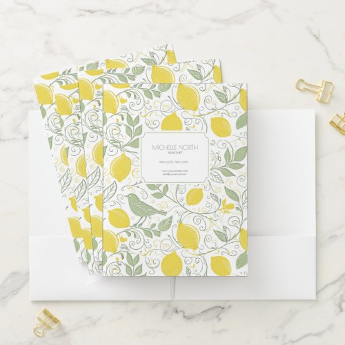 Fresh Lemons Leaves and Birds ID1052 Pocket Folder