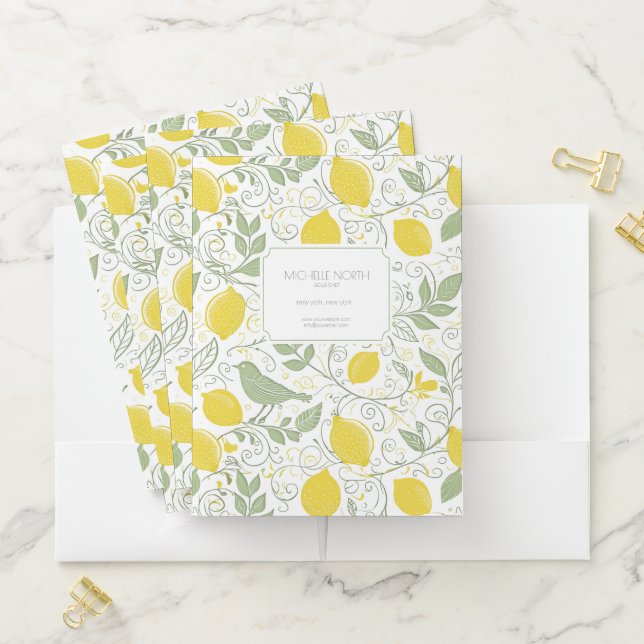 Fresh Lemons, Leaves and Birds ID1052 Pocket Folder (In Situ)