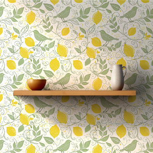 Fresh Lemons, Leaves and Birds ID1052 Wallpaper