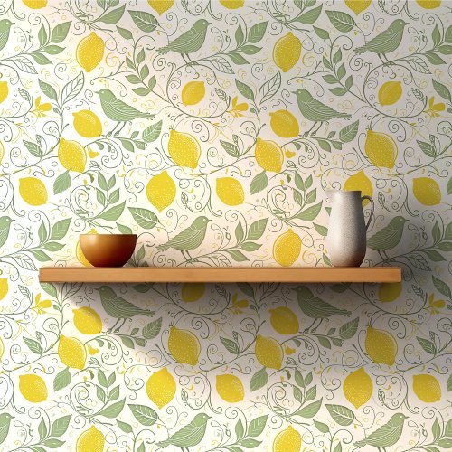 Fresh Lemons Leaves and Birds ID1052 Wallpaper