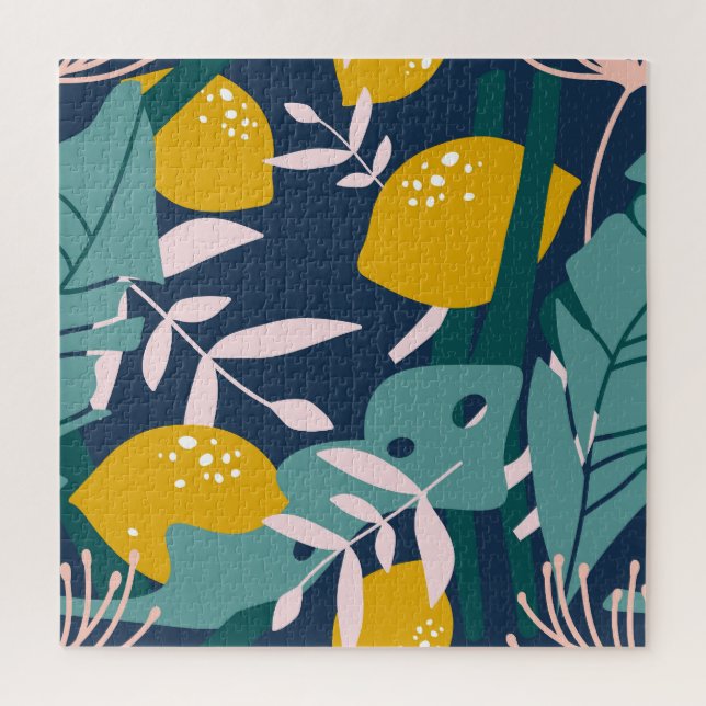 Fresh Lemons: Overlapping Vintage Pattern Jigsaw Puzzle (Vertical)