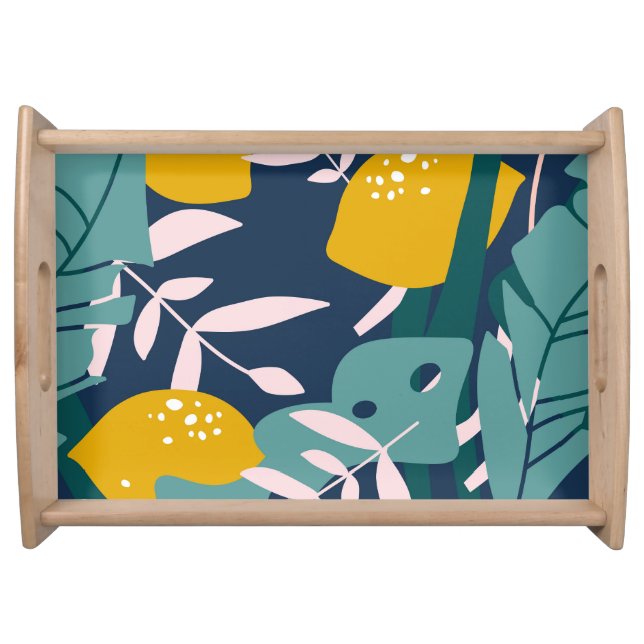 Fresh Lemons: Overlapping Vintage Pattern Serving Tray (Front)