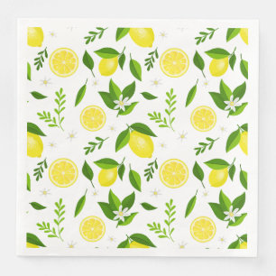 Fresh lemons with flowers and leaves paper dinner napkins