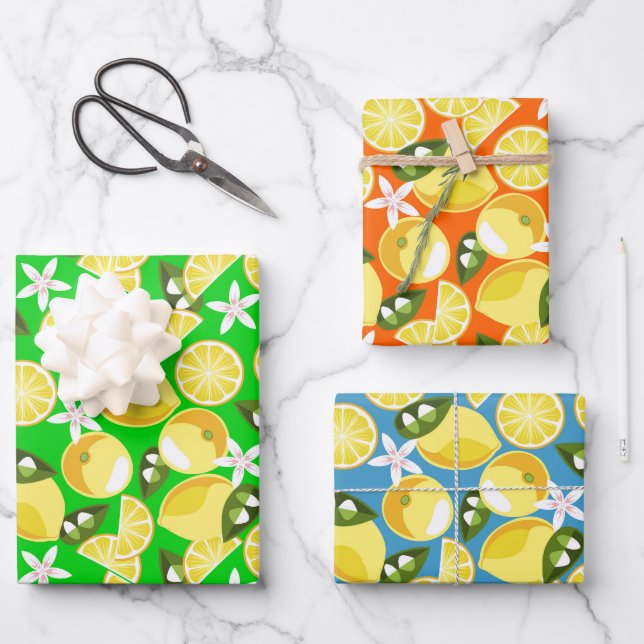 Fresh Lemons Wrapping Paper Sheets (Front)