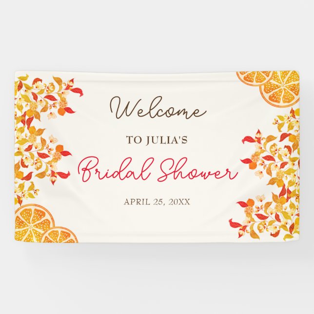 Fresh Lemony Love Citrus Foliage Wedding Banner (Horizontal)