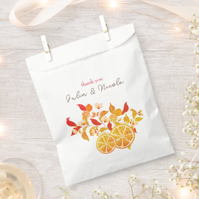 Fresh Lemony Love Citrus Foliage Wedding Favor Bag (Clipped)
