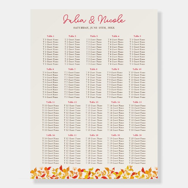 Fresh Lemony Love Citrus Foliage Wedding Foam Board (Front)