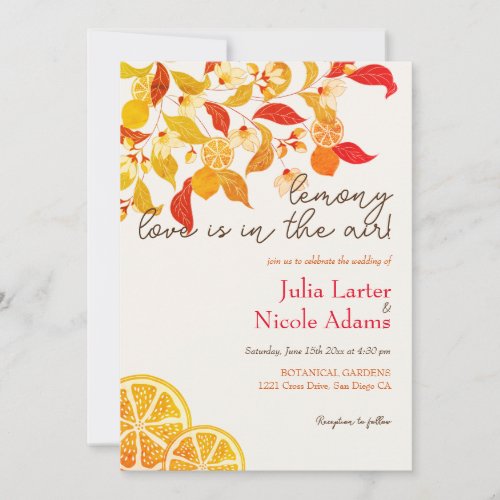 Fresh Lemony Love Citrus Foliage Wedding Invitation