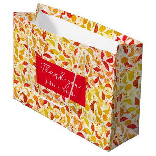 Fresh Lemony Love Citrus Foliage Wedding Large Gift Bag