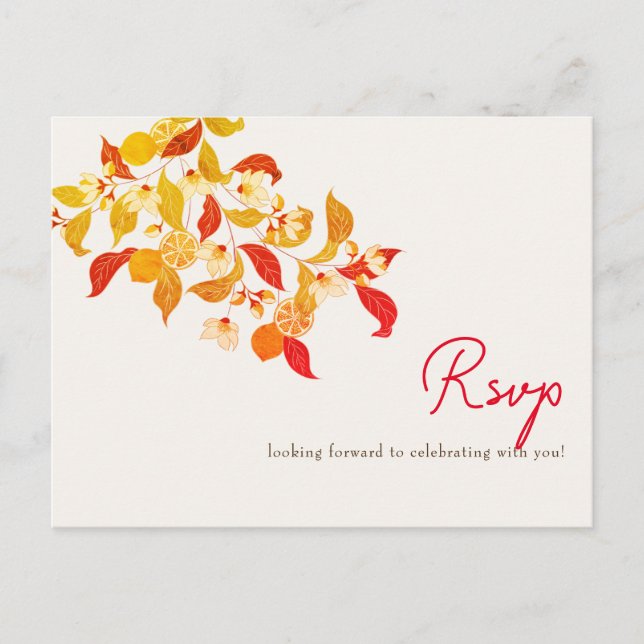 Fresh Lemony Love Citrus Foliage Wedding Postcard (Front)