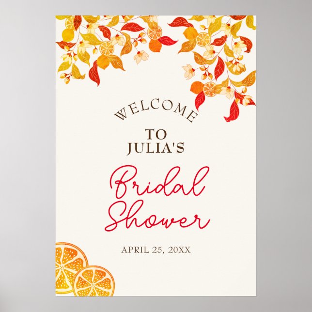 Fresh Lemony Love Citrus Foliage Wedding Poster (Front)
