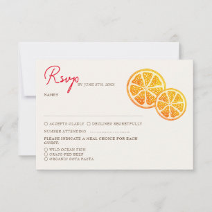 Fresh Lemony Love Citrus Foliage Wedding RSVP Card