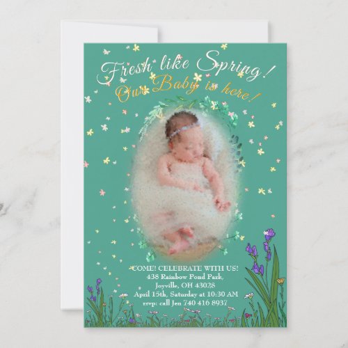 Fresh Like Spring Come Celebrate With Us Turquoise Invitation