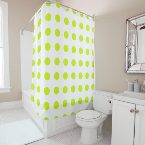 Fresh Lime green Polka dots Simple Pattern Shower Curtain
