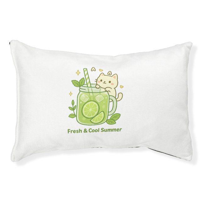 Fresh Lime Juice & Cute Cat Kawaii Design Pet Bed (Front)