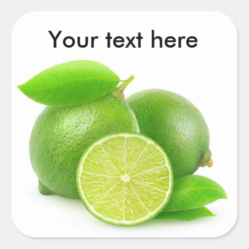 Fresh limes whole and cut square sticker