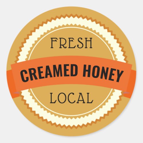 Fresh Local Creamed Honey Jar Amber Classic Round Sticker