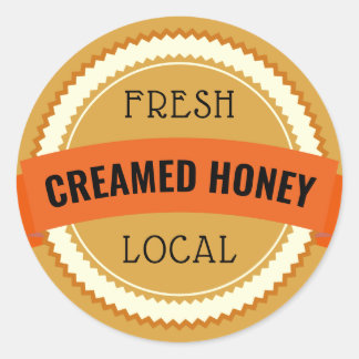 Fresh Local Creamed Honey Jar Amber Classic Round Sticker