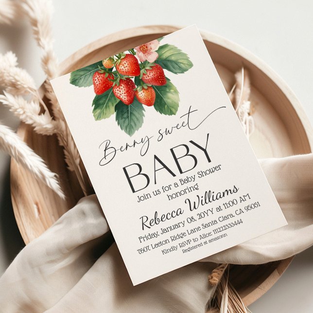 Fresh Market Strawberry Berry Sweet Baby Shower Invitation (Creator Uploaded)