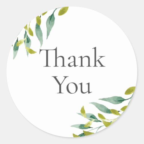 Fresh Meadow Leaves Bridal Shower Thank You Classic Round Sticker