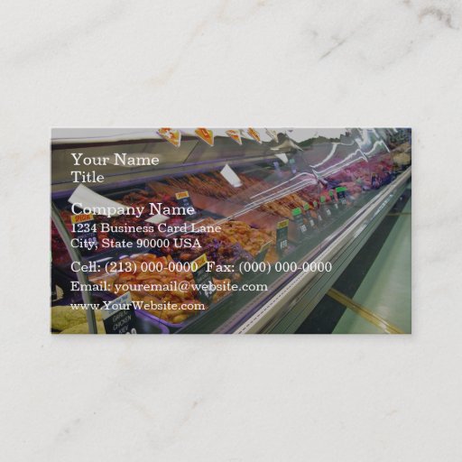 Customizable Fresh Meat Deli Counter at supermarket Business Card Templates