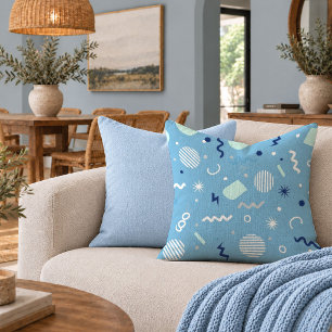 Fresh Memphis Blue Abstract Pattern Sofa Pillow Ho
