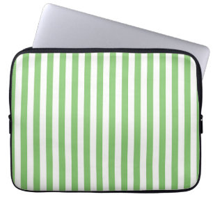 Fresh Mint Green and White Vertical Stripes Laptop Sleeve