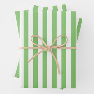 Fresh Mint Green and White Vertical Stripes Wrapping Paper Sheets