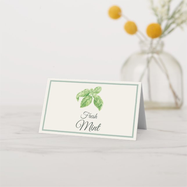 Fresh Mint Mimosa Bar Table Cards (Front)