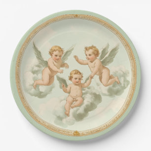 Fresh Mint Rococo Cherub Cloud Party Plate