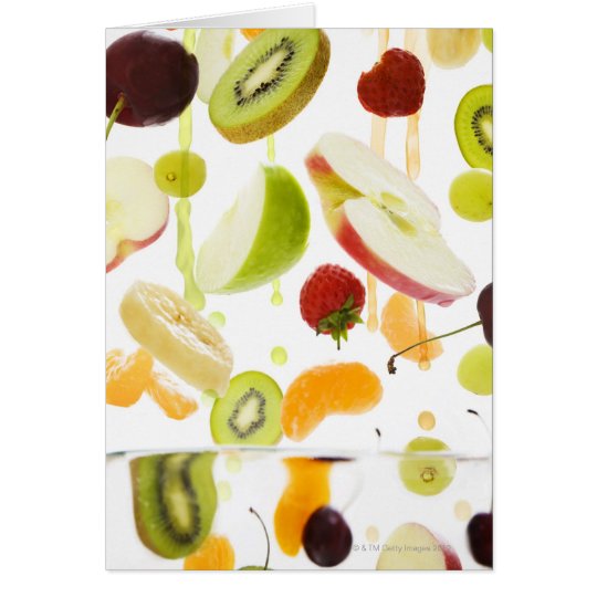 Fresh mixed fruit with apple & orange juice card
